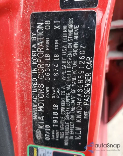 2011 Kia Rio Base из США, поврежденный, VIN KNADH4A36B6912607